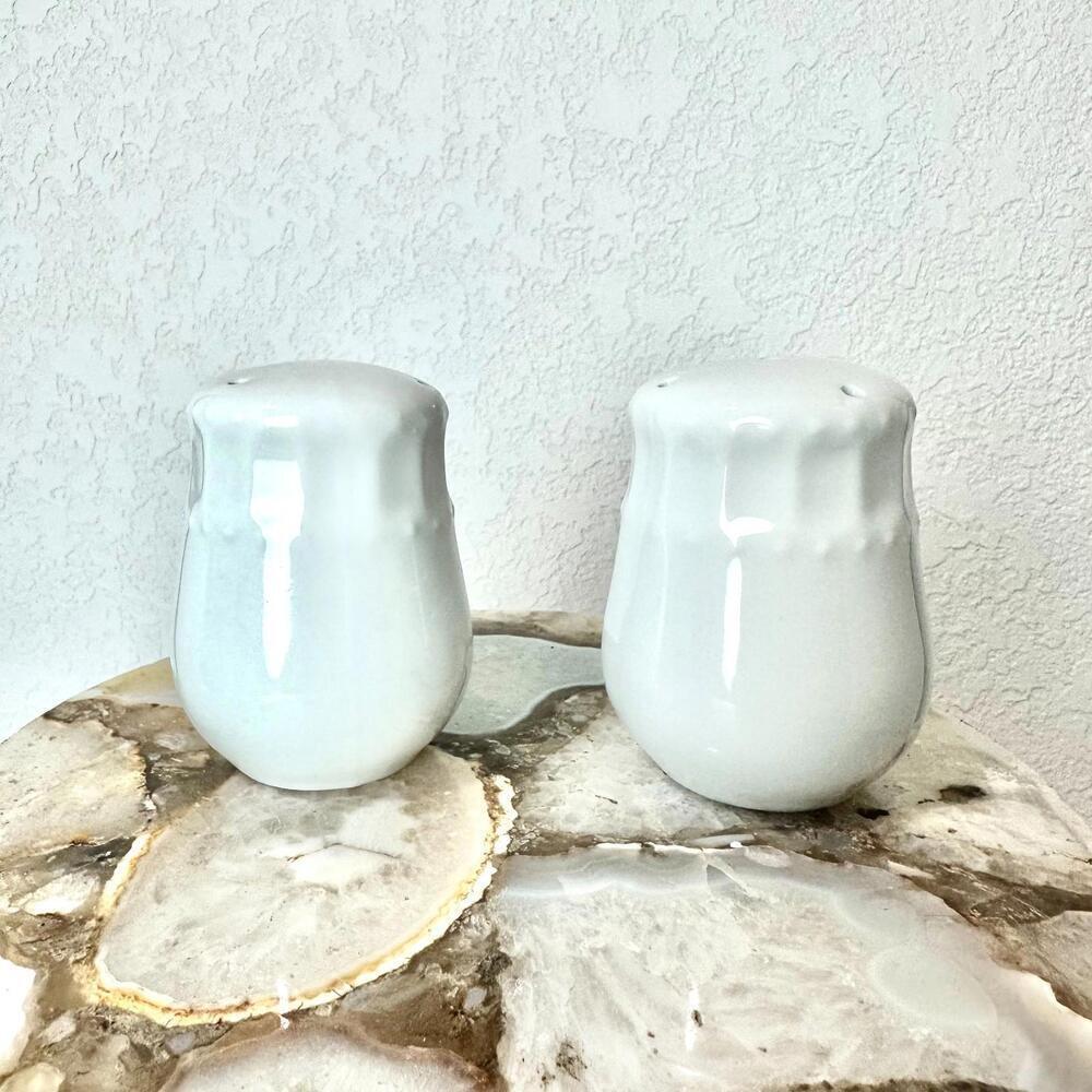 Gibson Designs Regalia White Salt and Pepper Shakers Ceramic Set